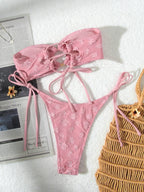 Solid Ring Detail Bikini Set - Piña Colada