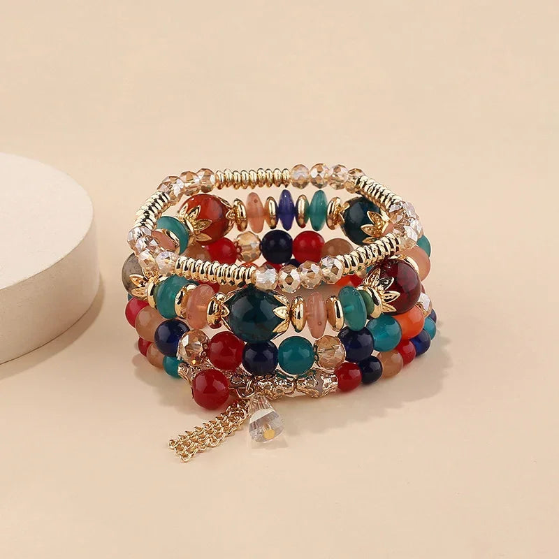 4Pcs New Tassel Charm Beads Bracelet - Piña Colada