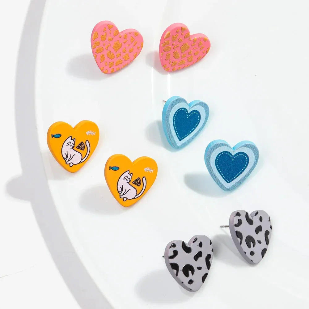 3Pairs/set Colorful Acrylic Earrings - Piña Colada