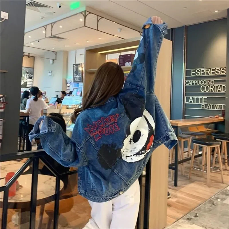 Printed Denim Jacket Cartoon - Piña Colada