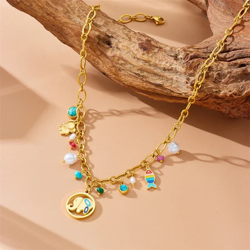 Stainless Steel Turquoise Pearl - Piña Colada
