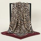 Leopard Print Square Scarf Satin Silk - Piña Colada