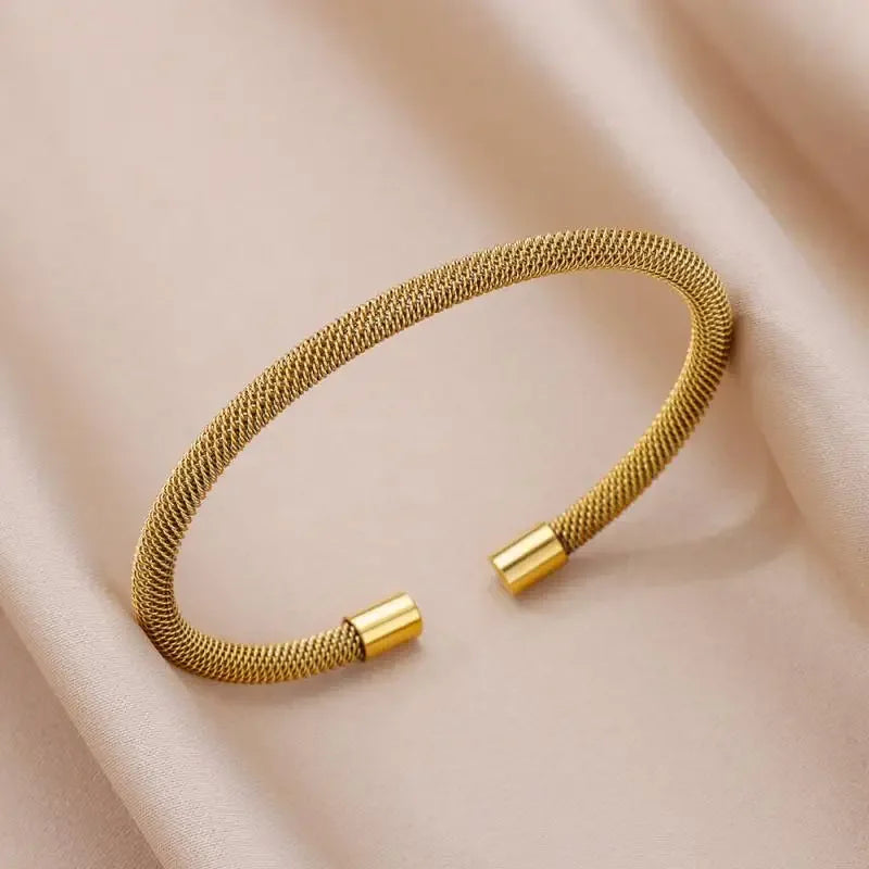 18K Gold-Plated Stainless Steel Cuff Bracelet for Women - Piña Colada