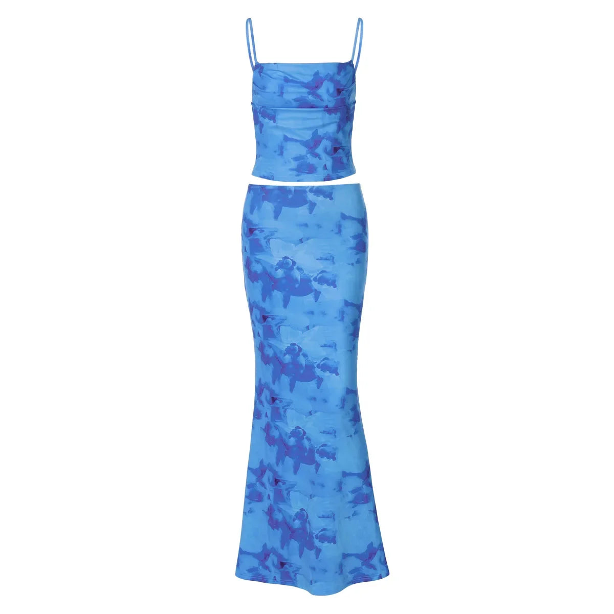 Tie Dye 2-Piece Mermaid Skirt Set – Slash Neck Summer Look - Piña Colada