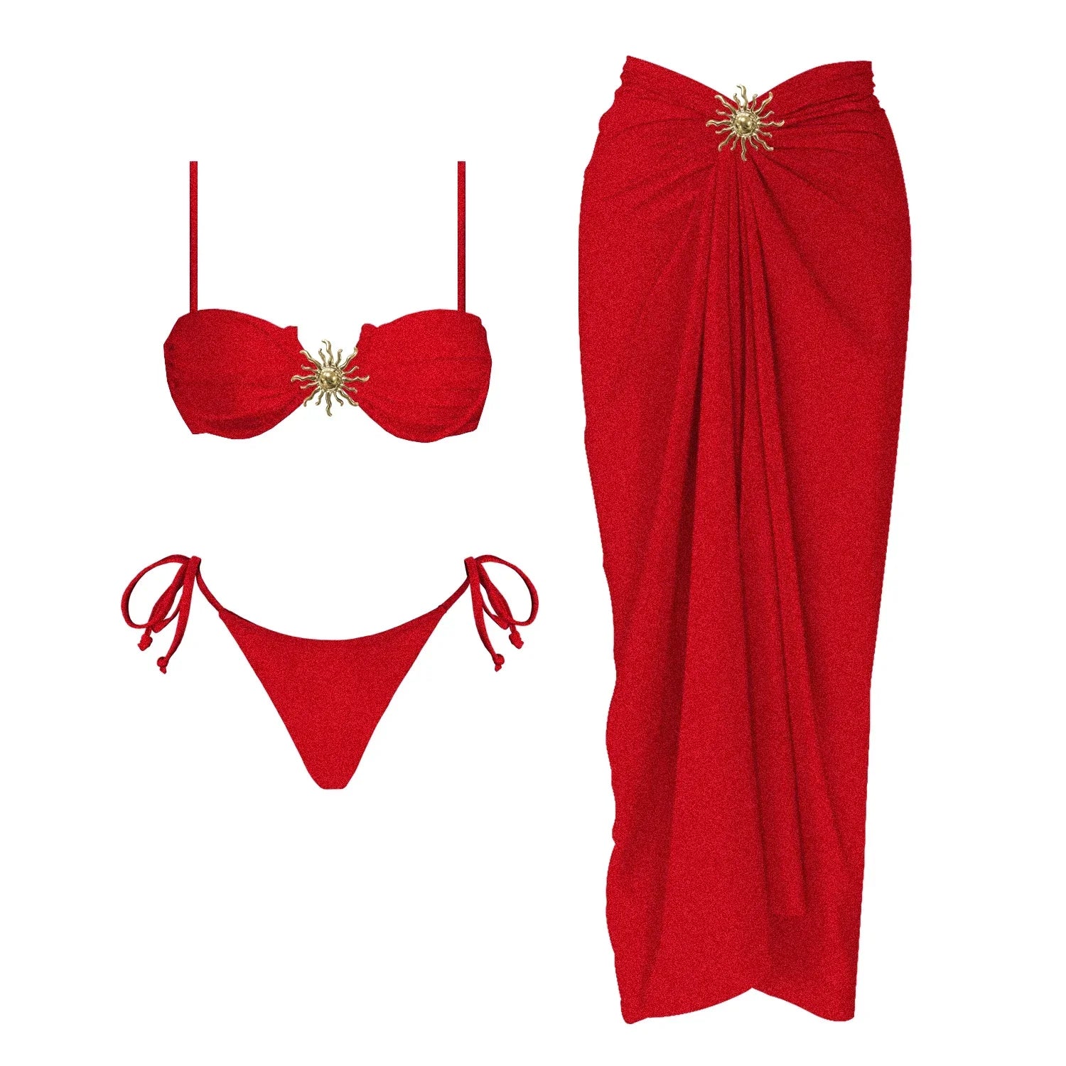 2Pcs One Shoulder Swimsuit - Piña Colada