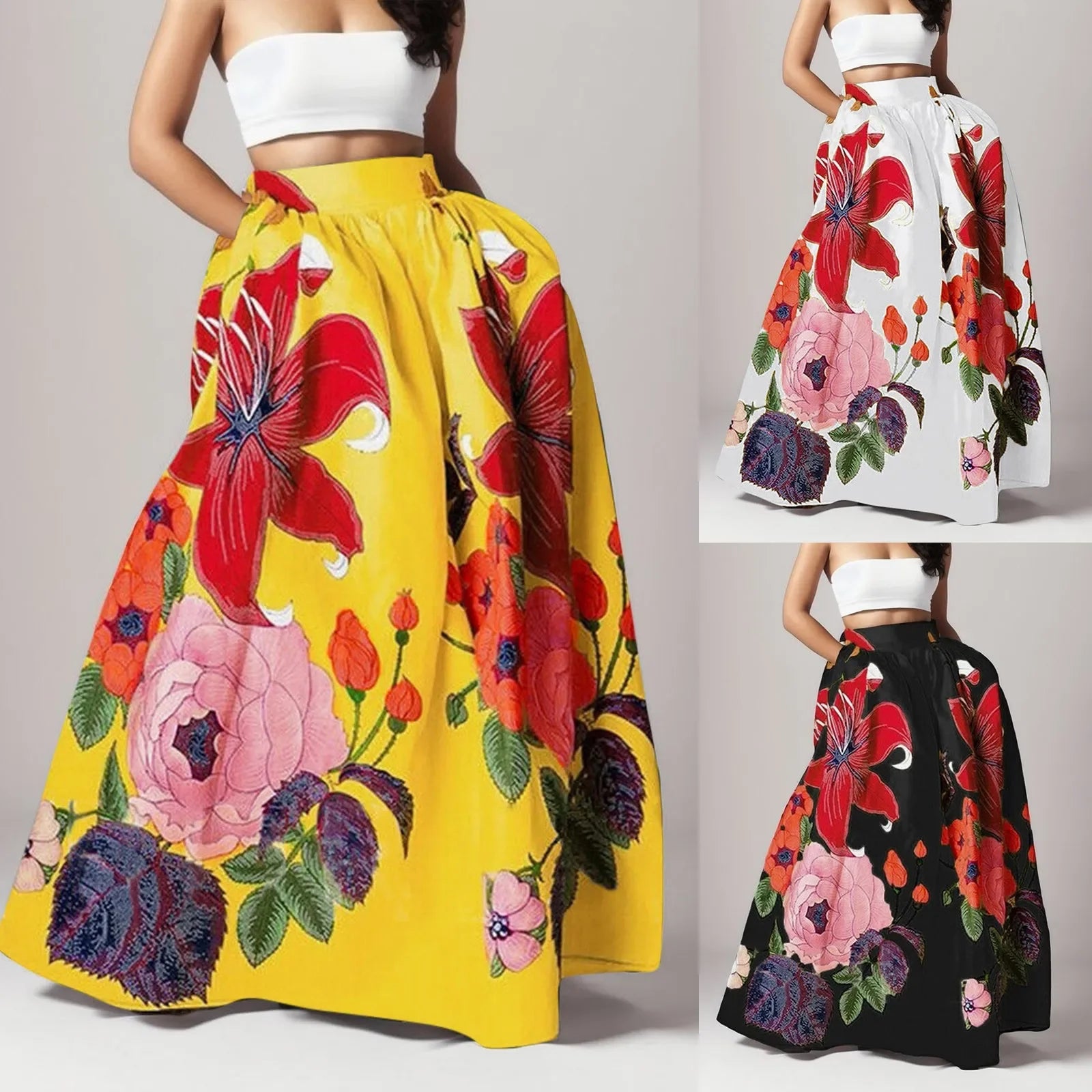 Long Skirt Large Swing High Waist - Piña Colada