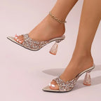 Crystal High Heels Sandals - Piña Colada