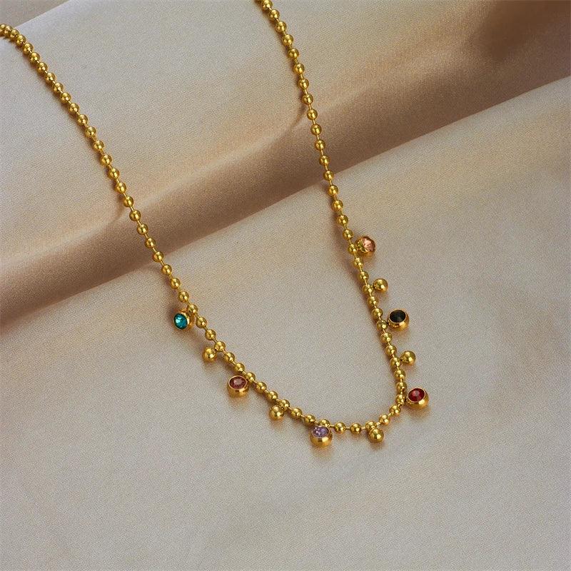 Color Trendy Geometric Pendant Necklace - Piña Colada