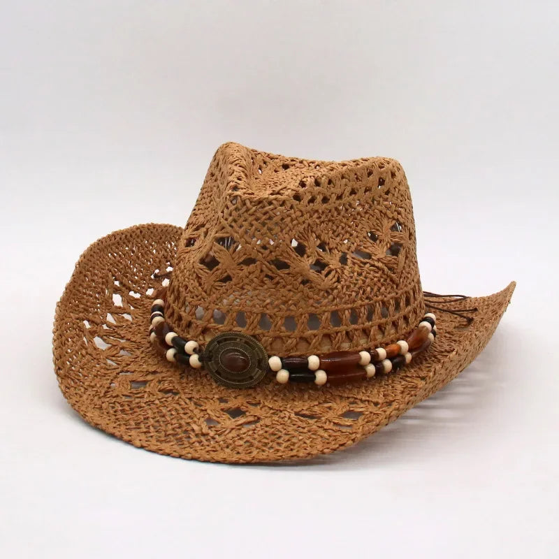Summer Bohemian Shell Straw Hat - Piña Colada
