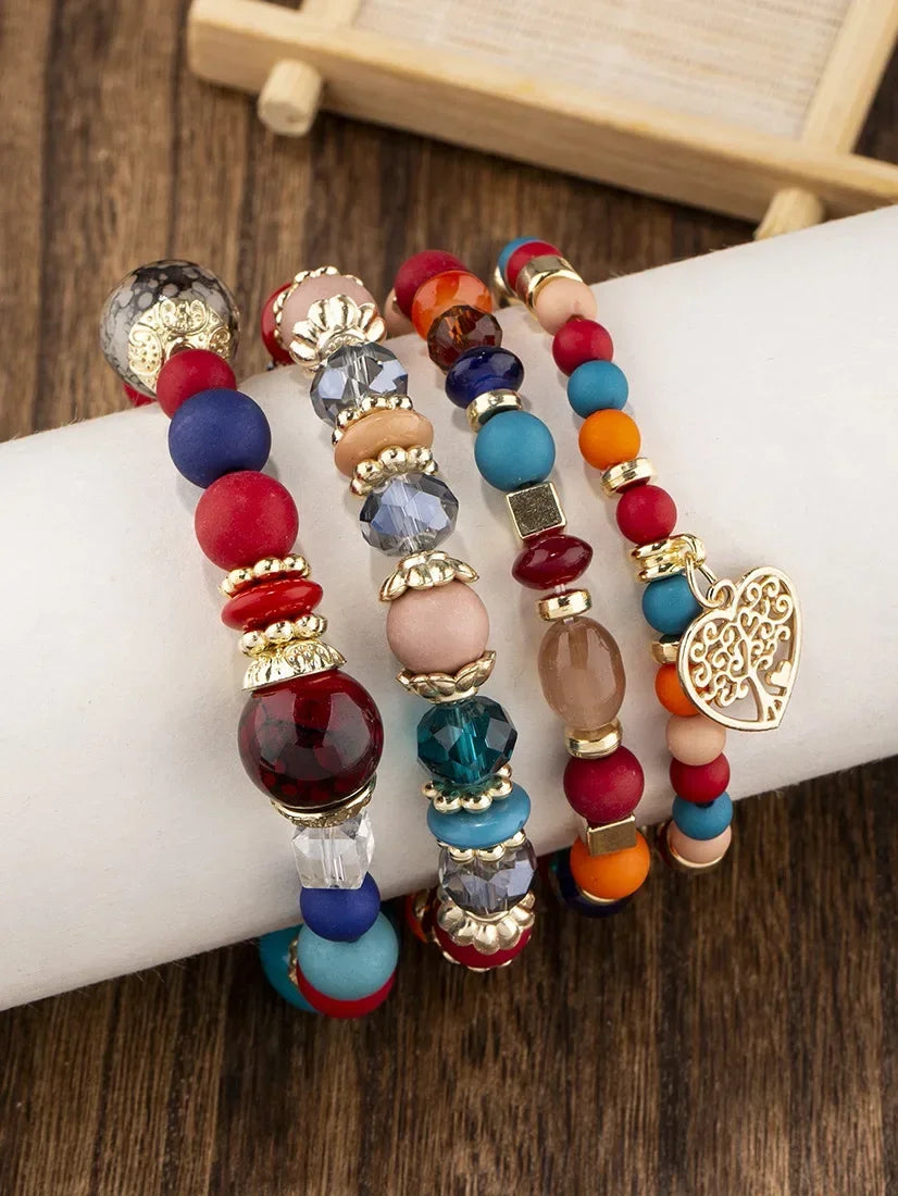 Boho Acrylic Beads Bracelet Set - Piña Colada