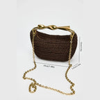 Summer Half-Moon Beach Straw Shoulder Bags Women's - Piña Colada