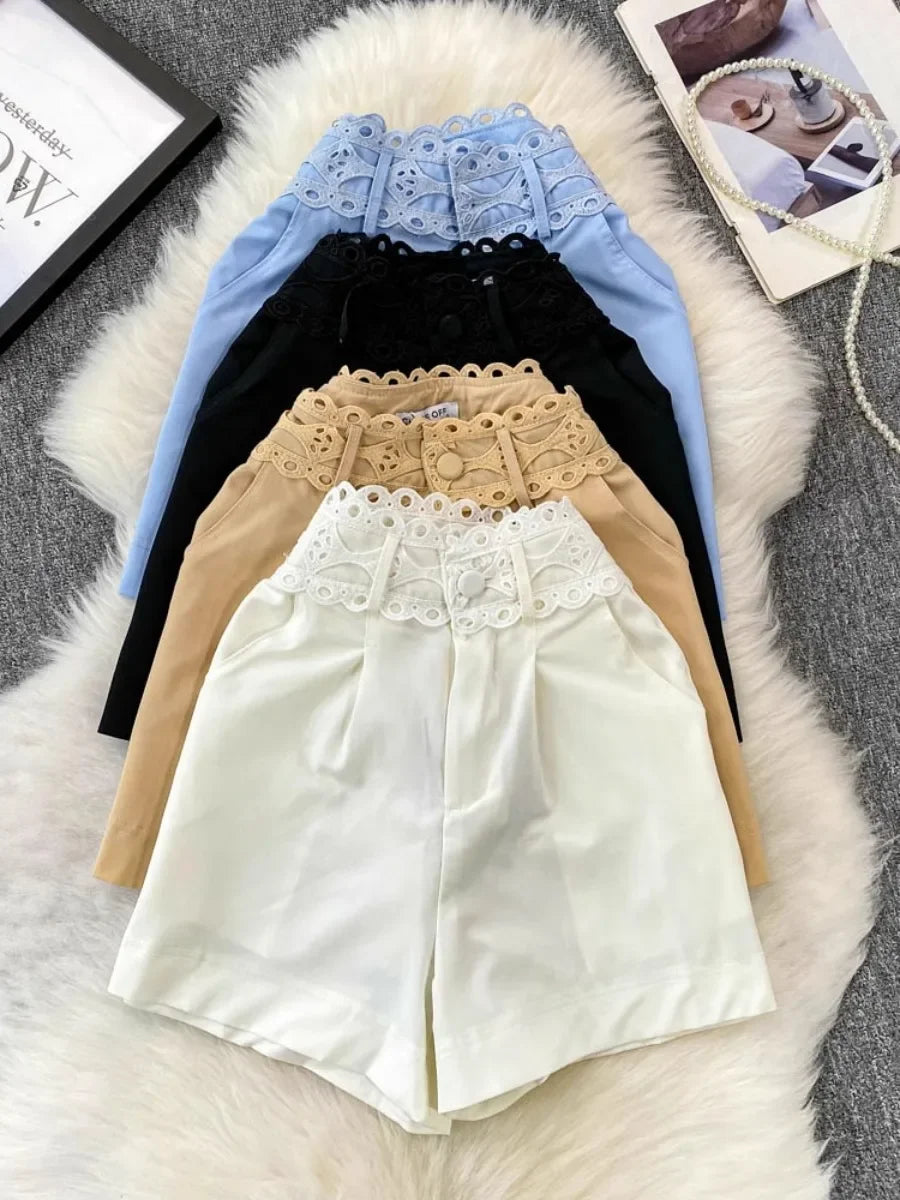 High-Rise Wide Leg Shorts - Piña Colada