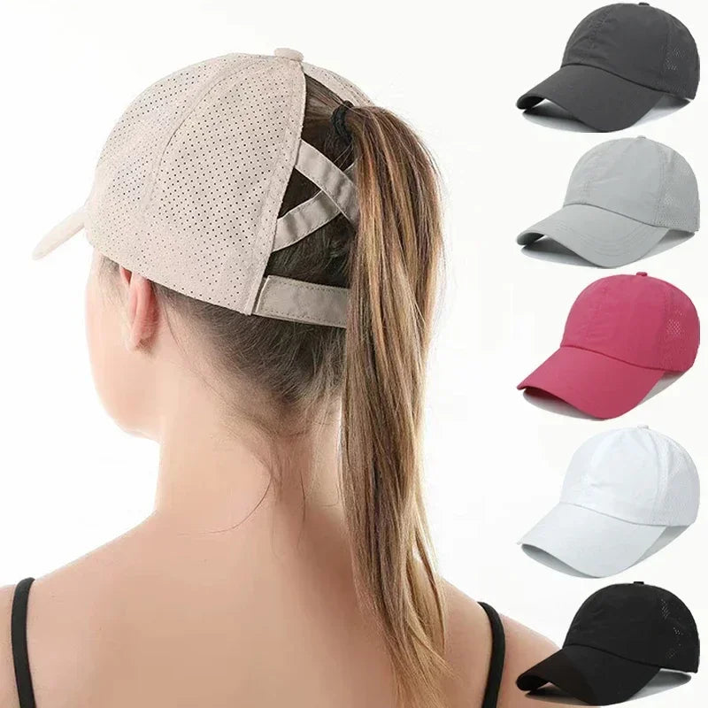 Caps Cross Ponytail Hat Mesh Quick-Drying
