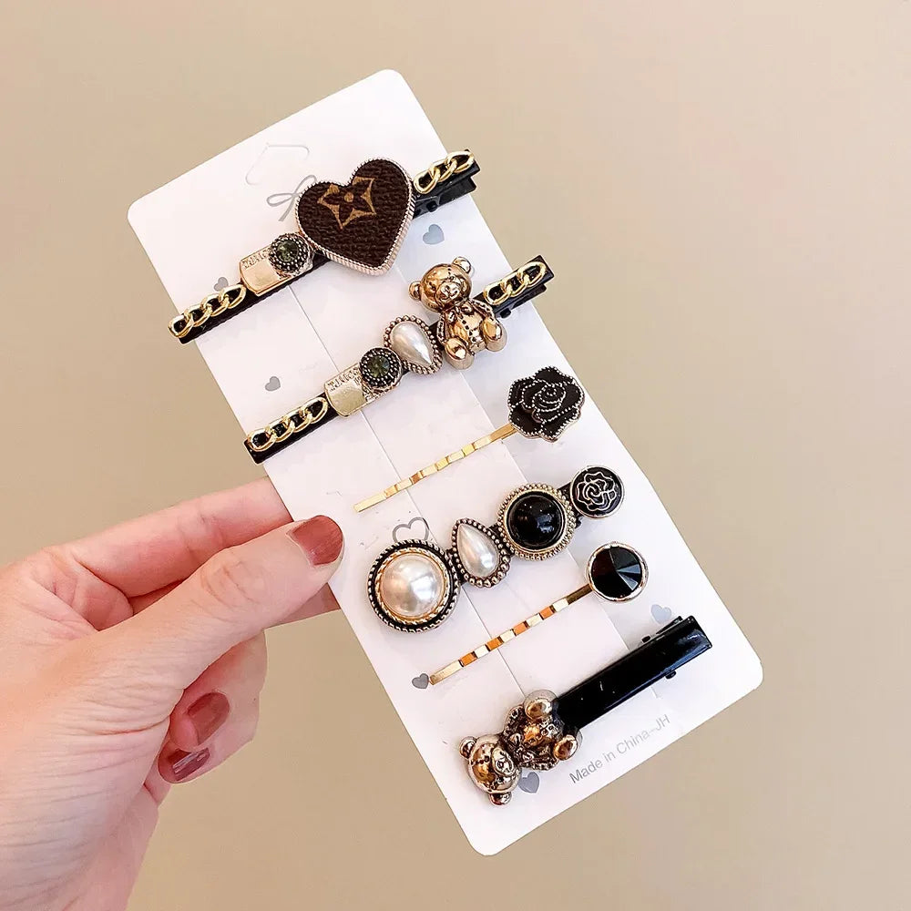 Set Metal Rhinestones Hair Clip - Piña Colada