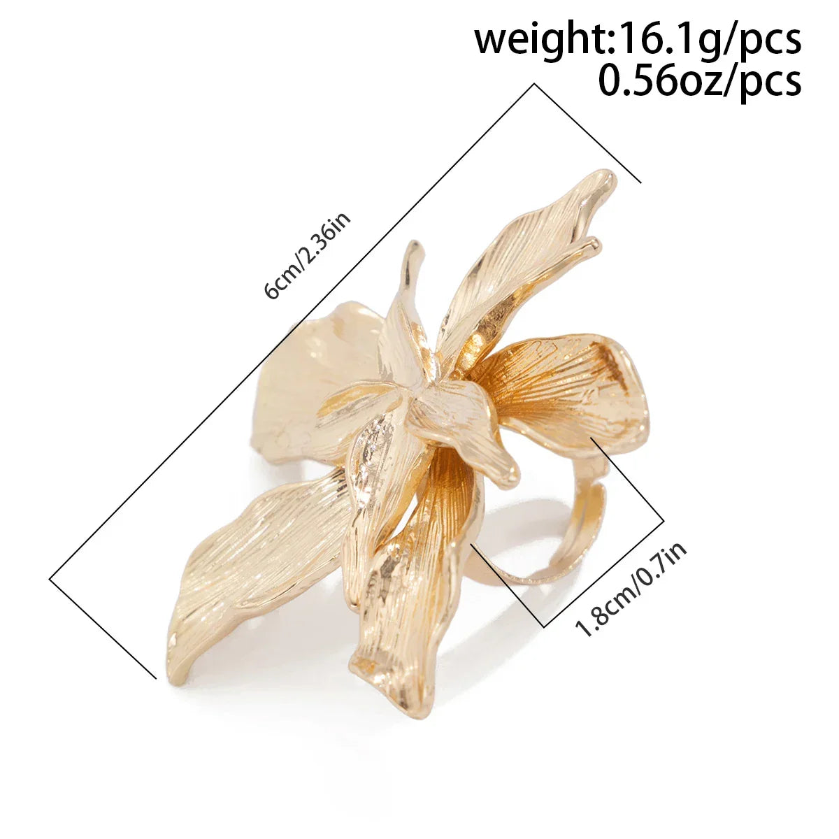 Unique Exaggerated Large Petal Flower Rings - Piña Colada