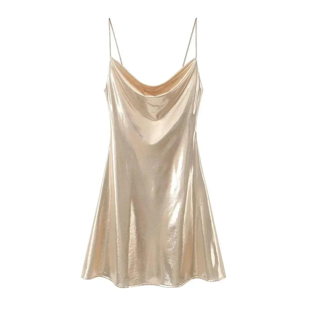 Mini Dress Women Metallic Draped - Piña Colada