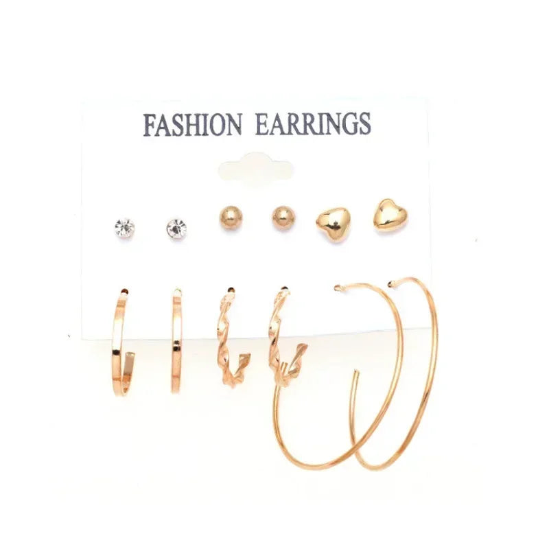 Pearl Hoop Earrings Set - Piña Colada