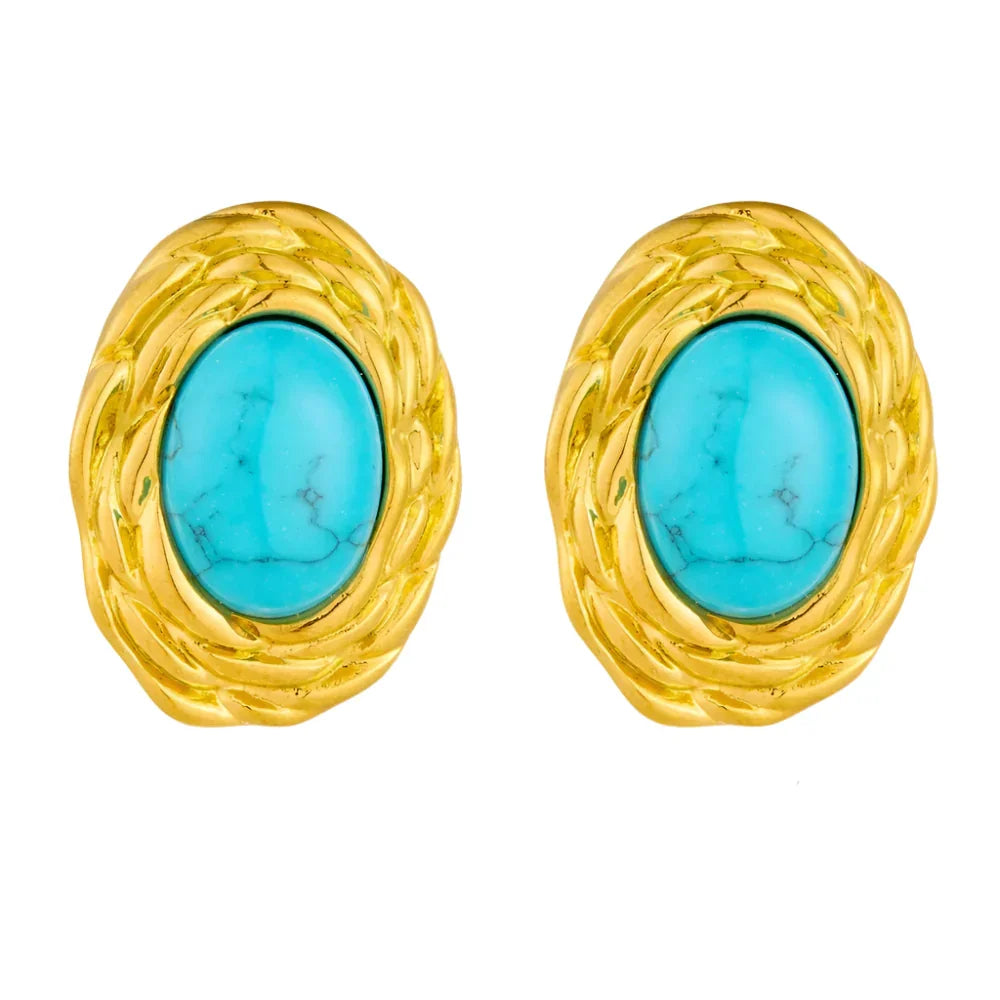 316L Stainless Steel Golden Turquoise Pendant - Piña Colada