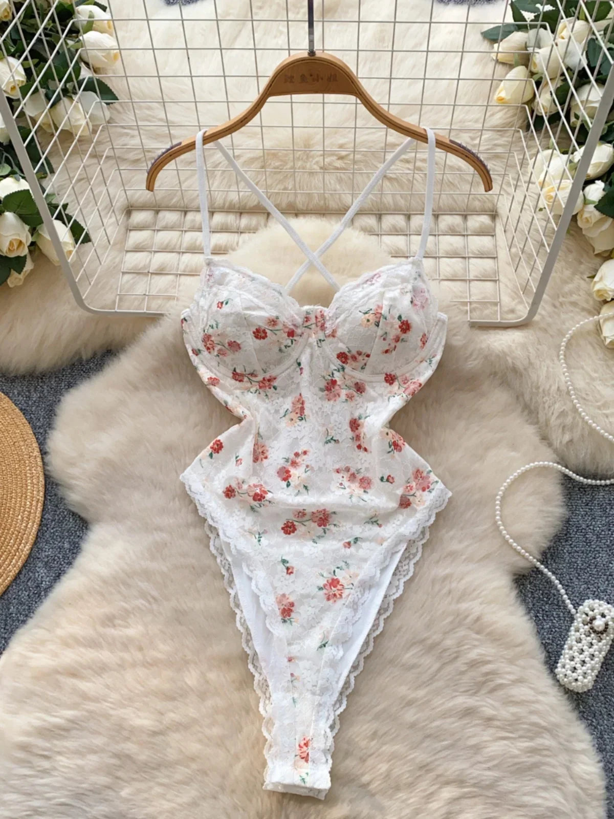 Summer Lace Bodysuit Women's Floral - Piña Colada