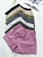 Summer Women Cotton Linen Shorts - Piña Colada