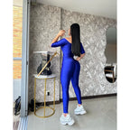 Hollow Out Long Sleeve Jumpsuit - Piña Colada