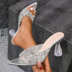 Crystal High Heels Sandals - Piña Colada