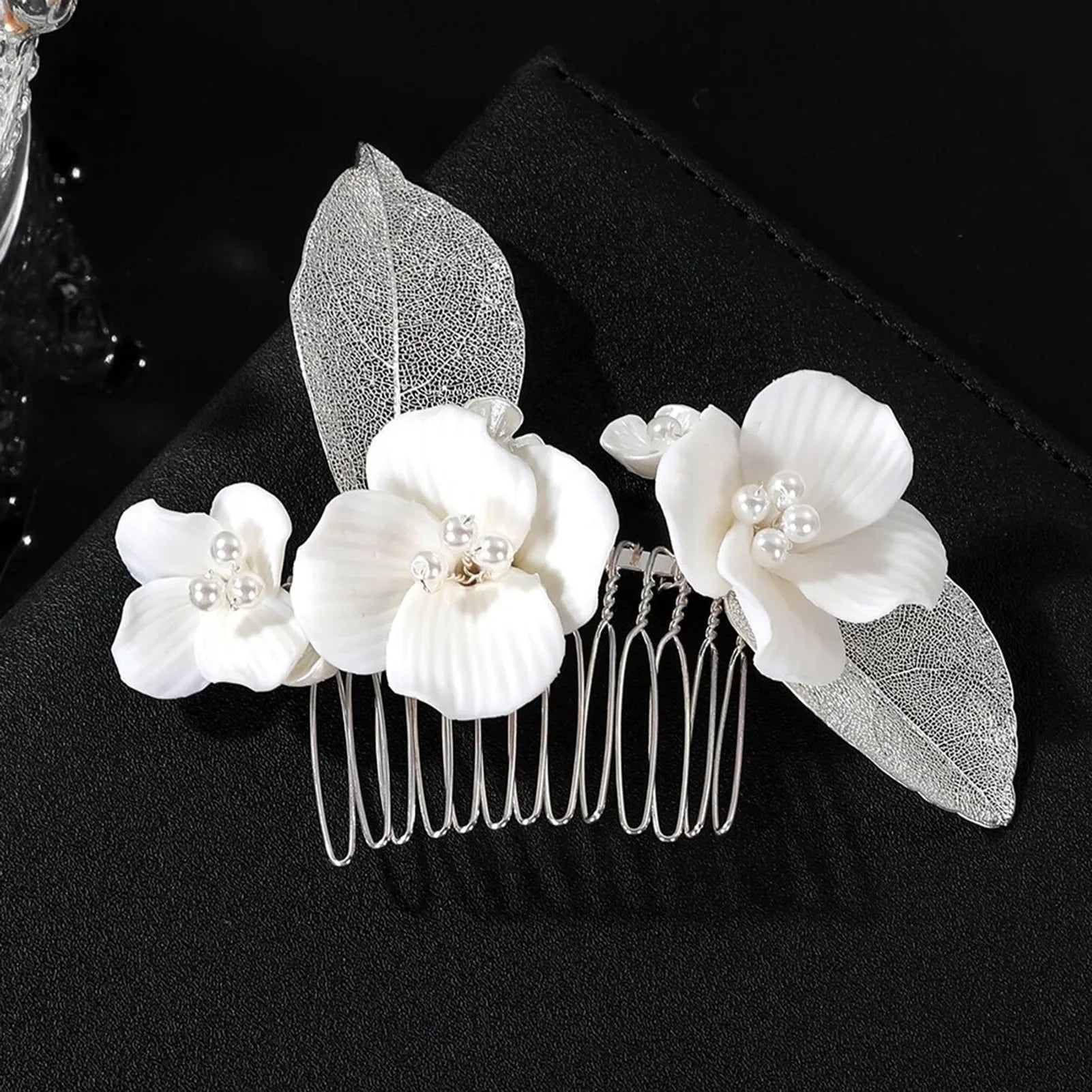 Crystal Pearl Hair Comb Clip - Piña Colada