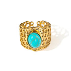 Colorful Stone Open Band Ring - Piña Colada
