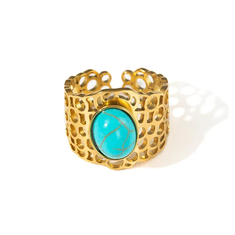 Colorful Stone Open Band Ring - Piña Colada