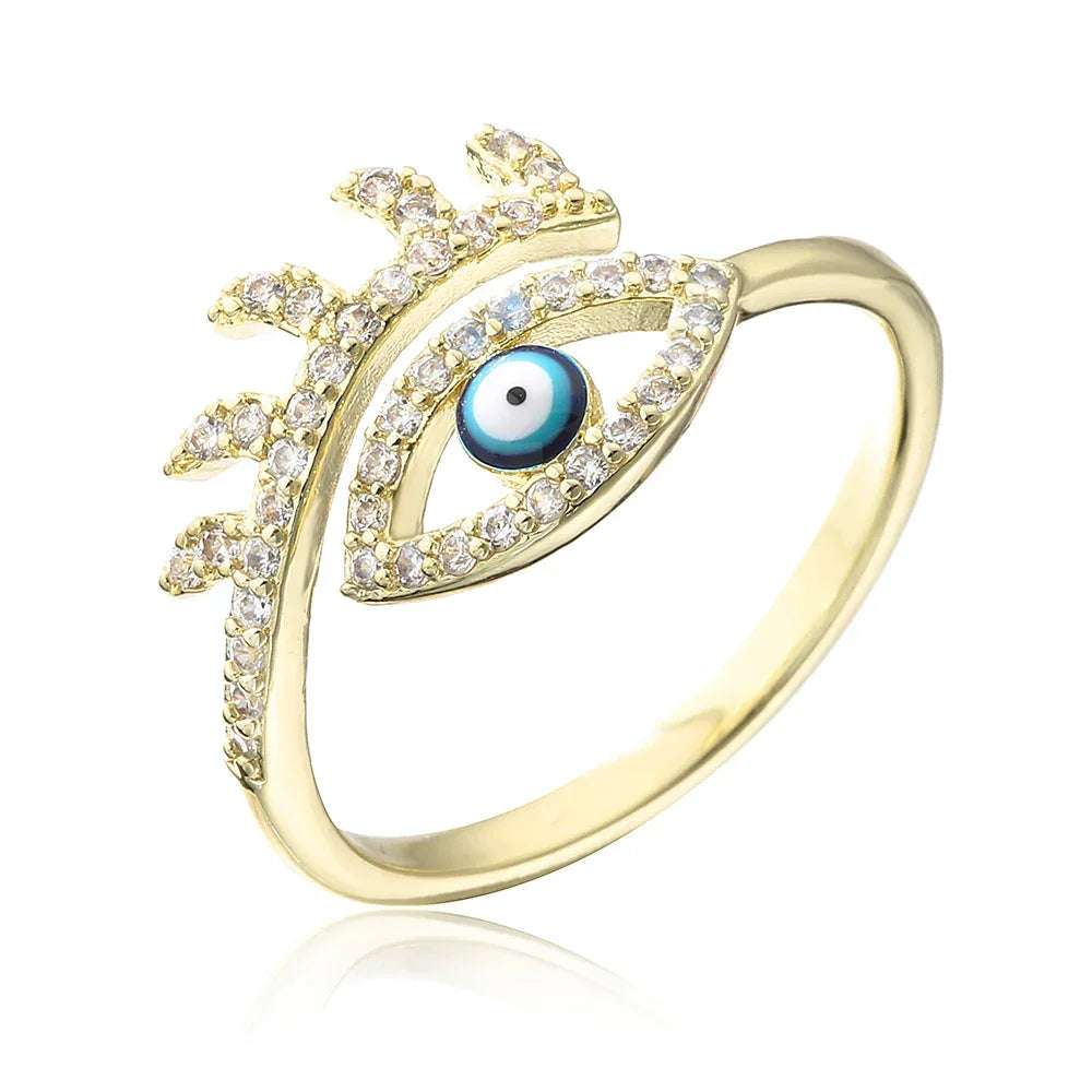 Hollowed out Evil Eye Ring - Piña Colada