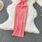 Chic Off Bodycon Dress Wrap Knitted - Piña Colada