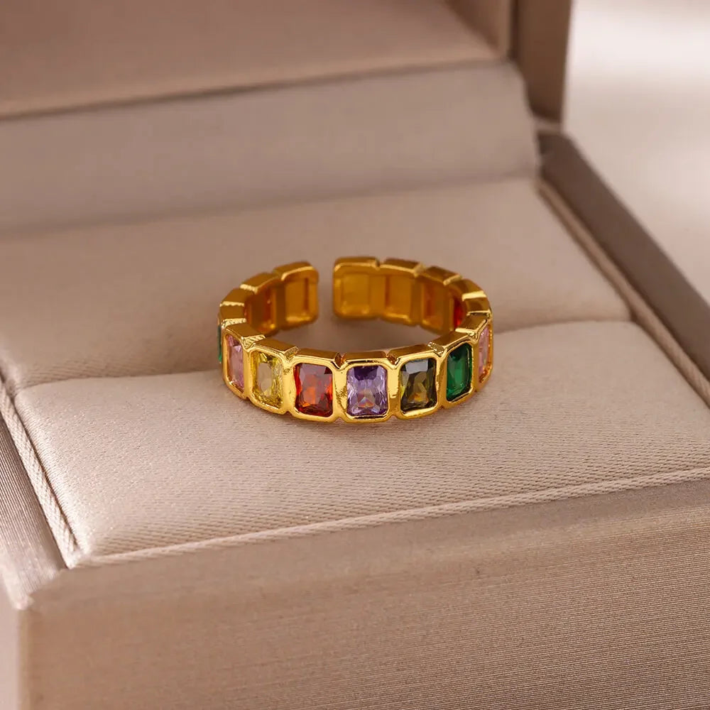 Colorful Cubic Zircon Ring - Piña Colada