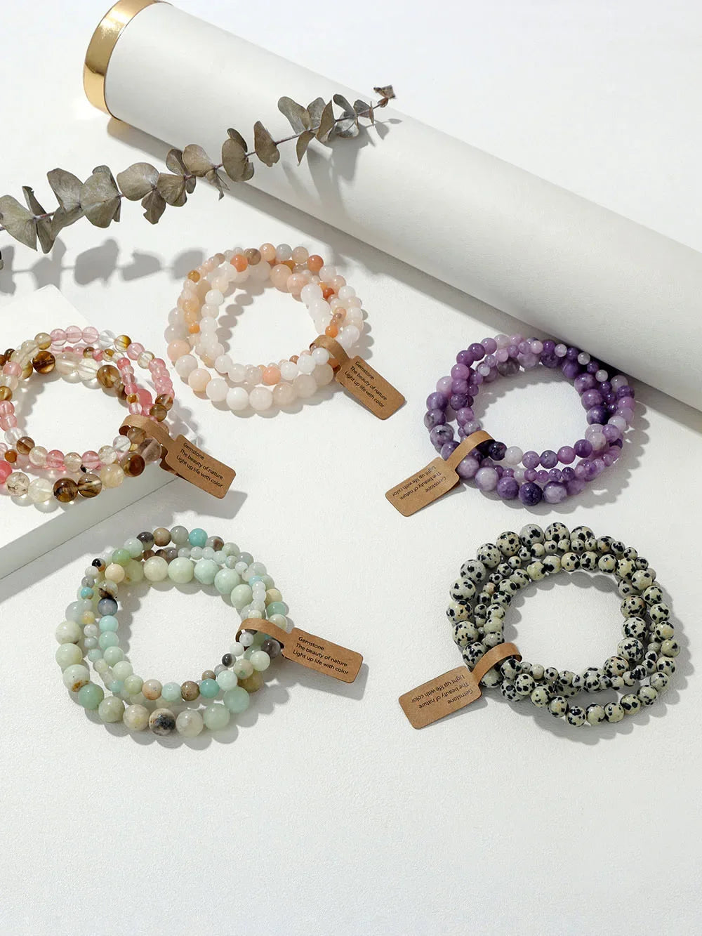 3Pcs Natural Stone Beaded Bracelets Set - Piña Colada