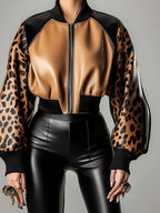 Leather Jacket Leopard Print - Piña Colada