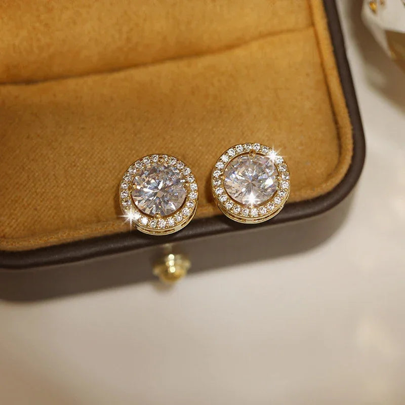 Crystal Zircon Stud Earrings - Piña Colada