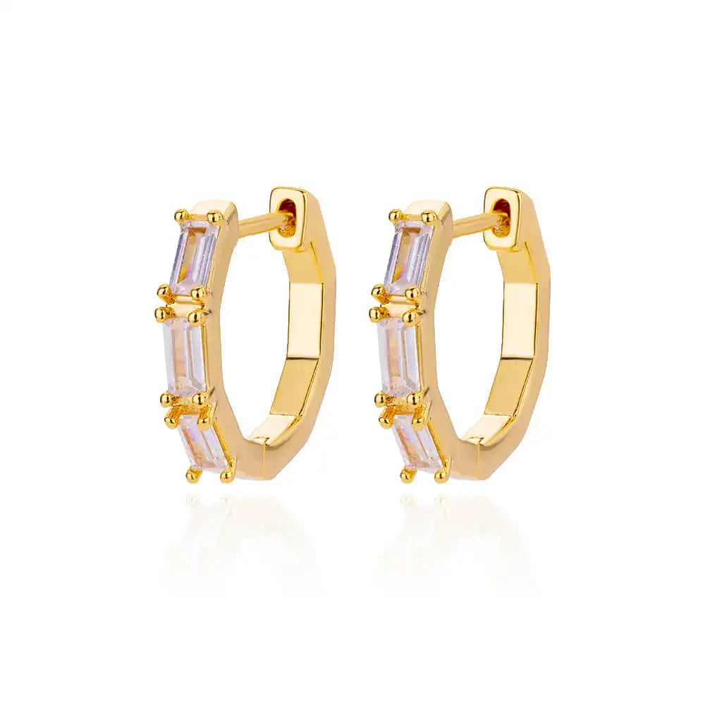 Zircon Polygon Earrings For Women Stainless Steel Geometric - Piña Colada