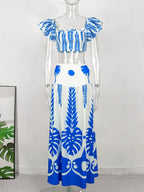 Hand-Painted Oversized 2-Piece Set – Backless Crop Top & Flowing Skirt - Piña Colada