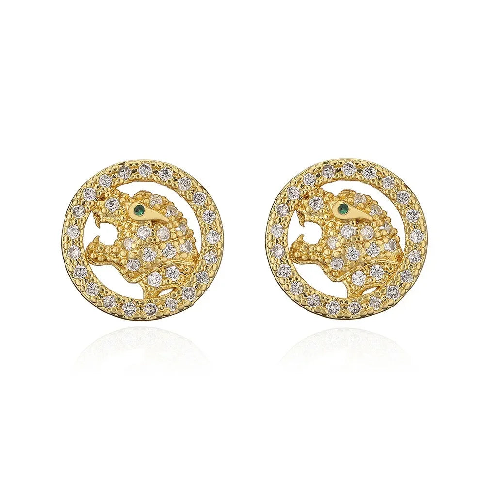 Leopard Head Stud Earrings - Piña Colada