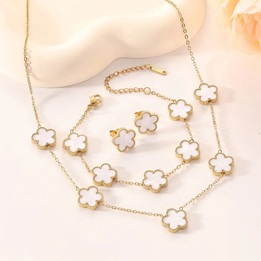 Flower Stainless Steel Jewelry Set for Women - Piña Colada