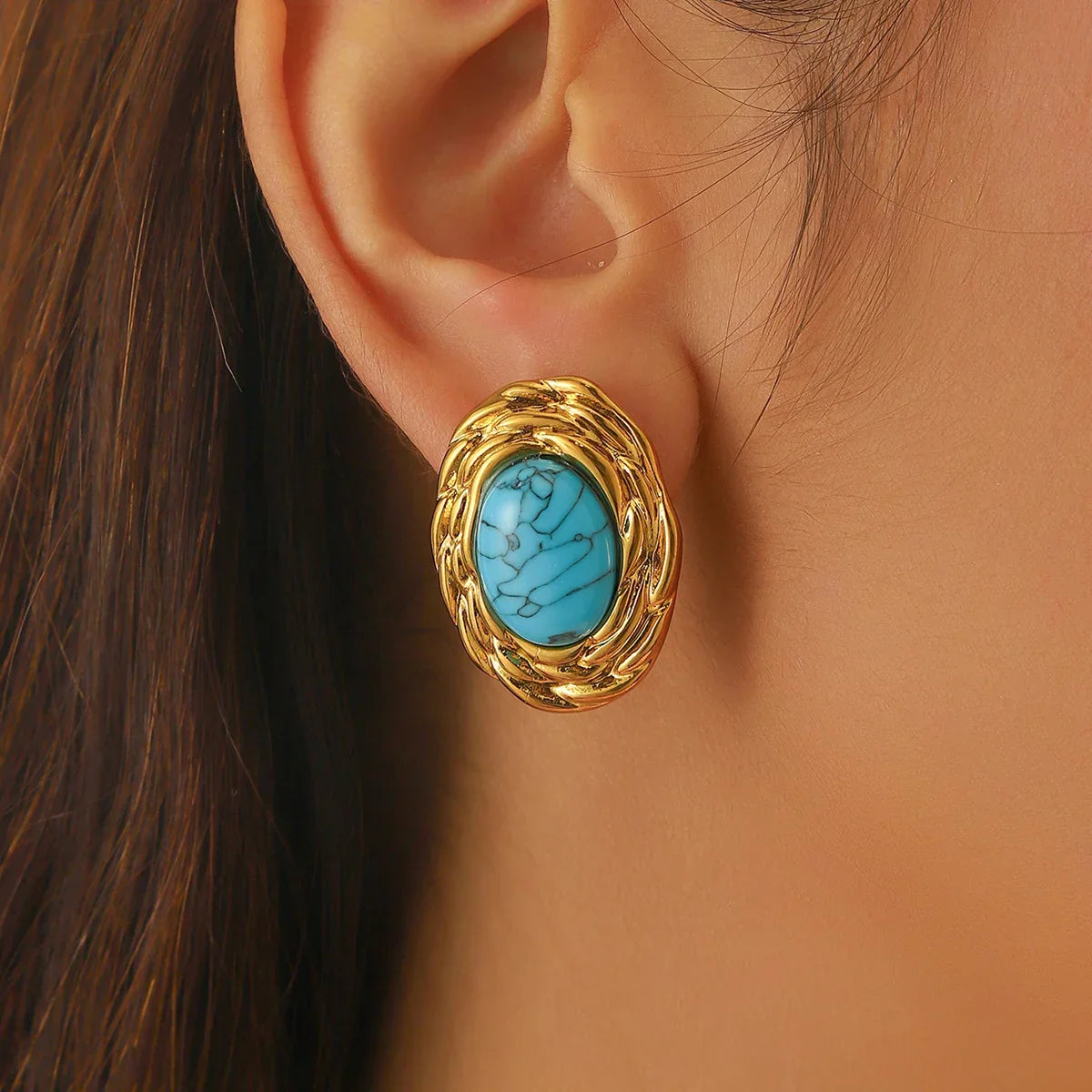 316L Stainless Steel Golden Turquoise Pendant - Piña Colada
