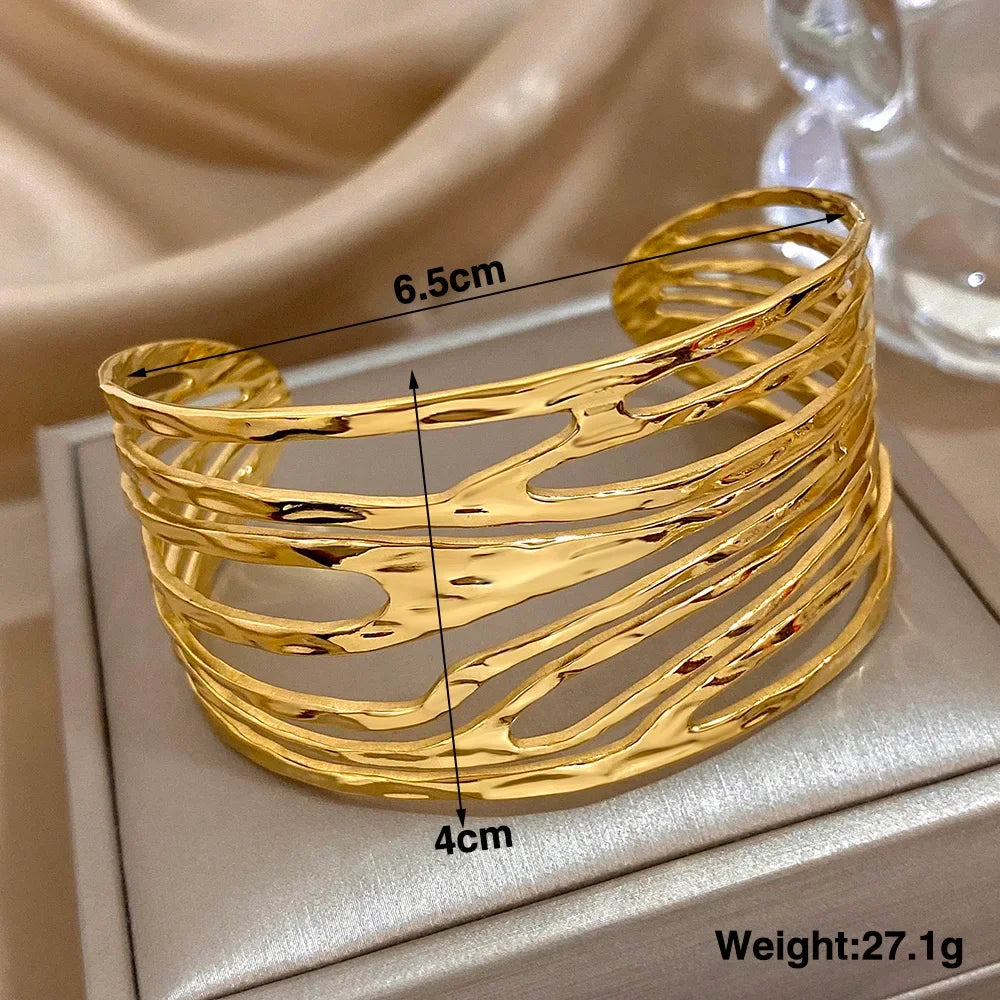 Geometric Hollow Cuff Bracelet - Piña Colada