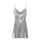 Mini Dress Women Metallic Draped - Piña Colada