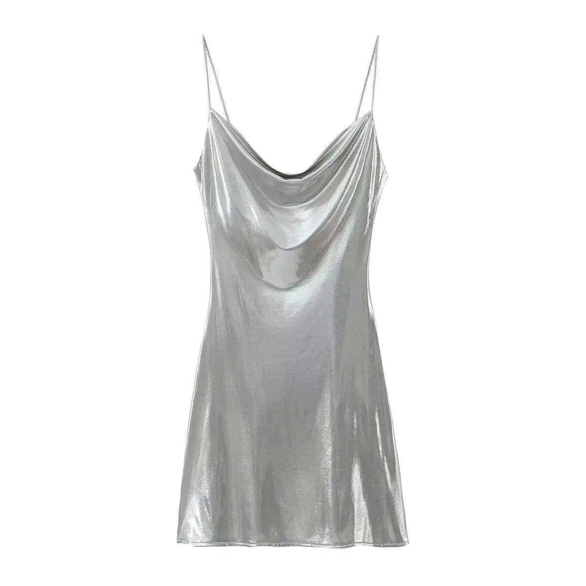 Mini Dress Women Metallic Draped - Piña Colada