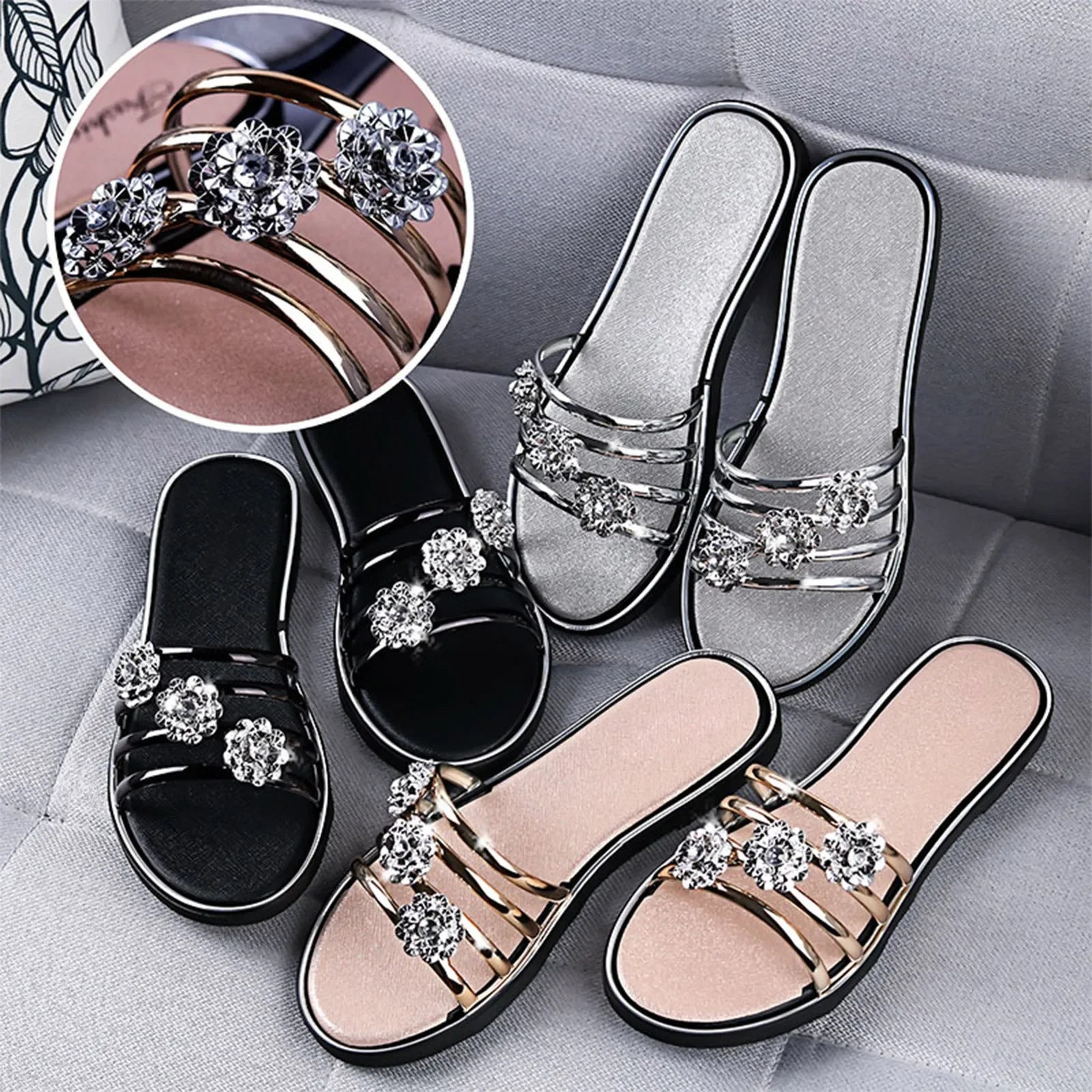 Slippers Diamond Flower Sandals - Piña Colada