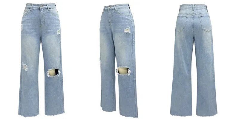 High Waist Coated Wide Leg Jeans – Street Style Elegance - Piña Colada