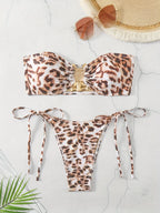 Solid Ring Detail Bikini Set - Piña Colada