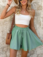 High-Waist Casual Folded Shorts - Piña Colada