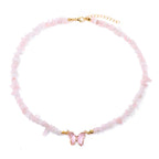 Butterfly Crystal Necklace - Piña Colada