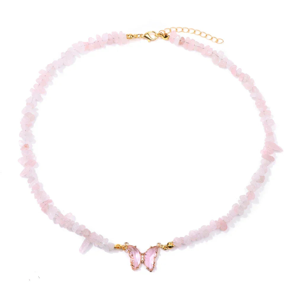 Butterfly Crystal Necklace - Piña Colada
