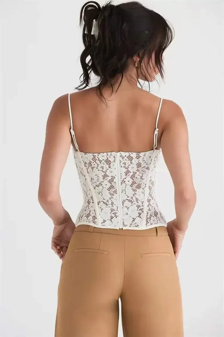 Exotic Lace Tube Top – Black & White Fishbone Pattern - Piña Colada